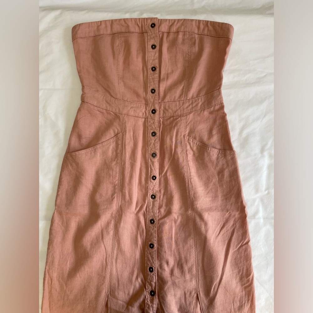 BDG Strapless Peach Midi Dress